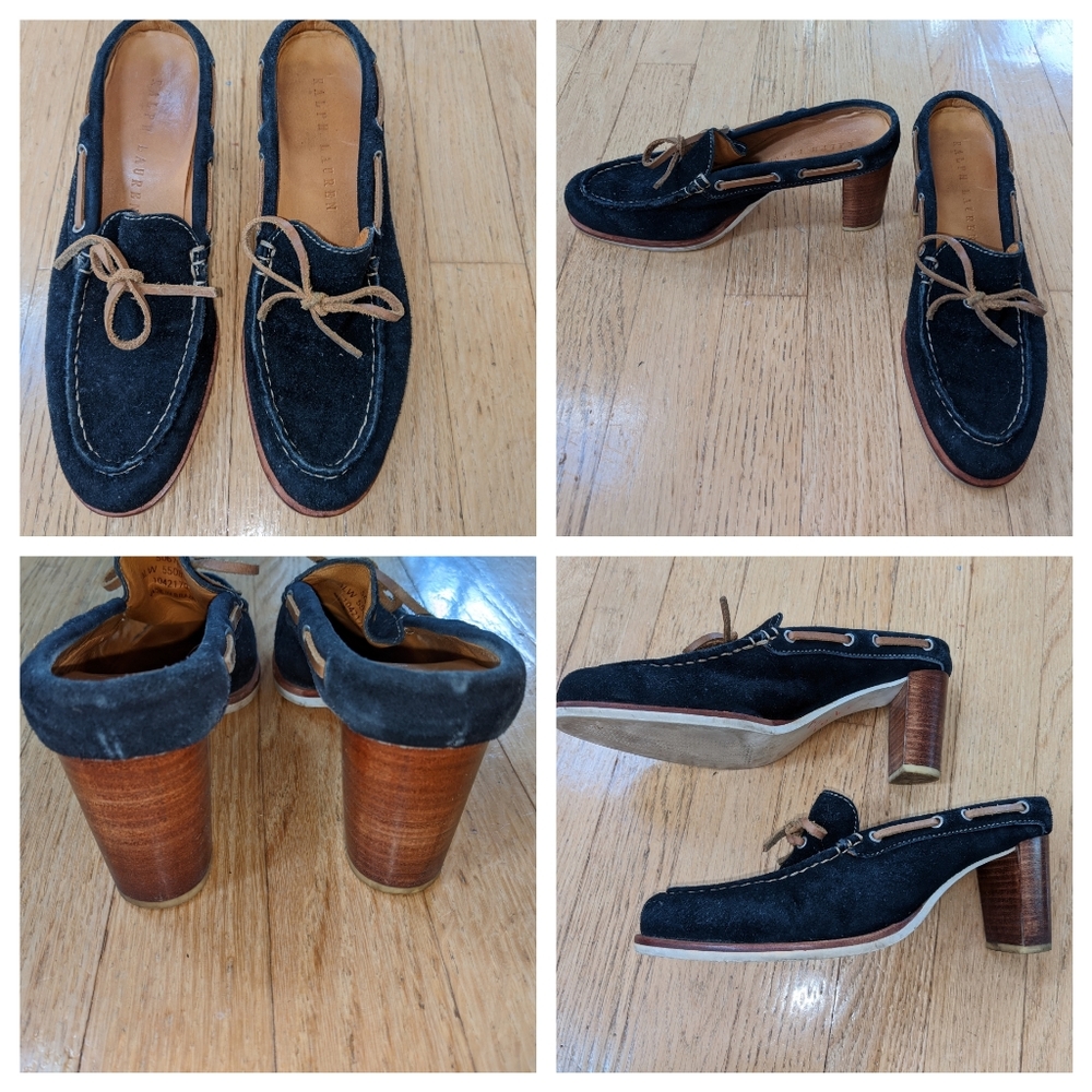 Ralph Lauren navy preppy suede boat shoes 6